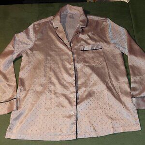 VICTORIA'S SECRET SPARKLE PINK SATIN PJ TOP Women's XS